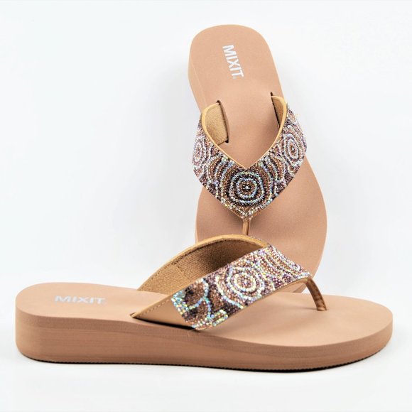 NWT Mixit Rhinestone Embellished wedges Sandals - Picture 3 of 5